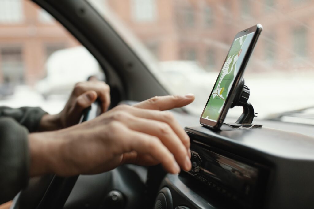 Enter the address into the taxi’s GPS